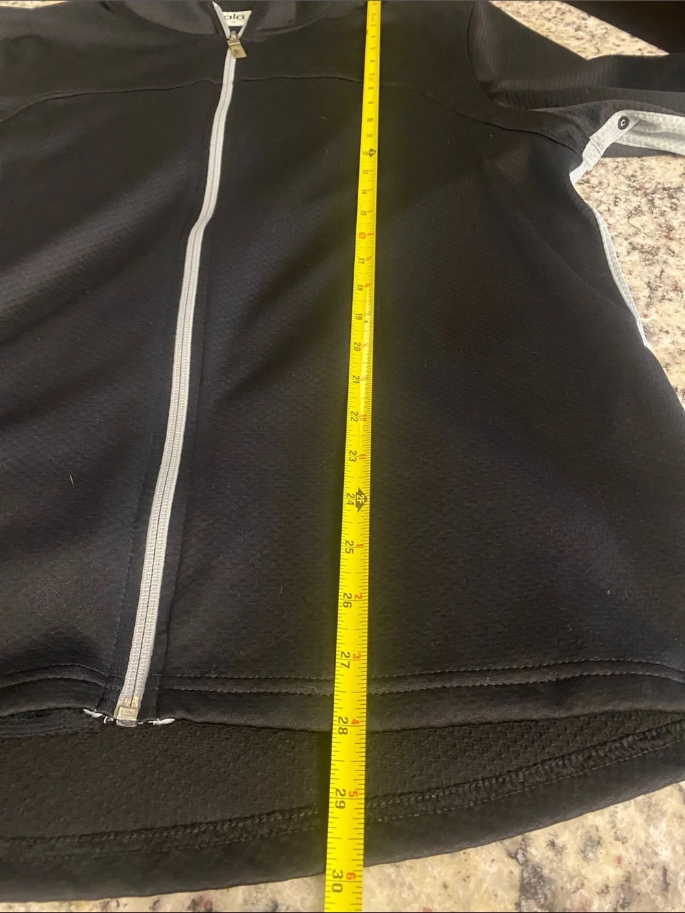 ALO men’s Black Full-Zip Athletic Jacket with Light Gray Side Panels